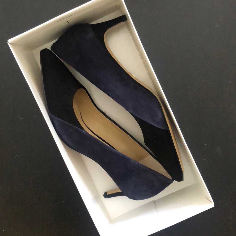 NEW Ann Taylor Black & Navy Suede Kitten Heels